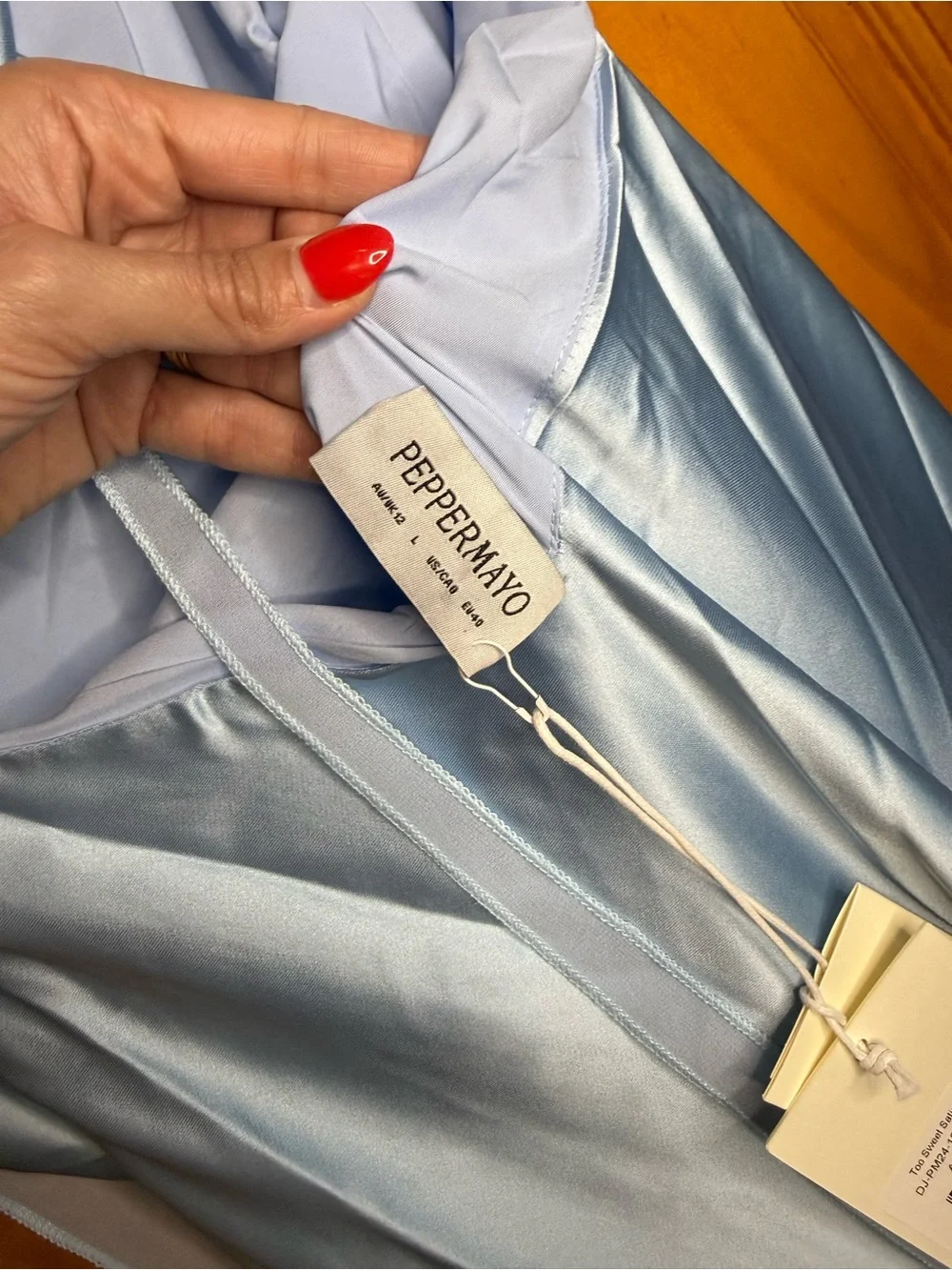 Peppermayo Exclusive Too Sweet Satin Maxi Dress Light Blue NEW Size 8